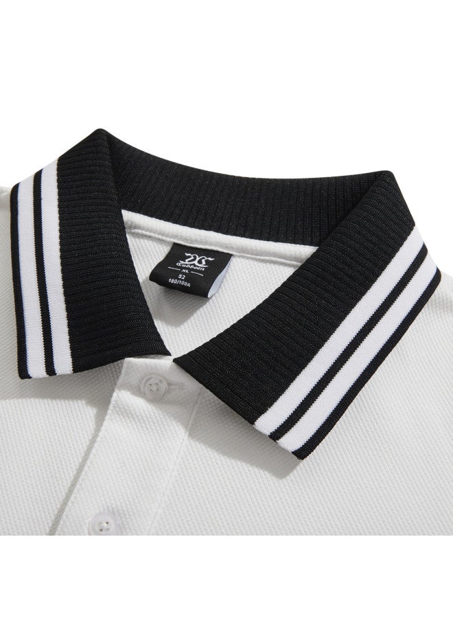 Cabbeen Men's Polo Shirt Black And White Color Block With Letter Print Collar Short Sleeve T-shirt Men's Clothing Polo Shirt Men - Image 5