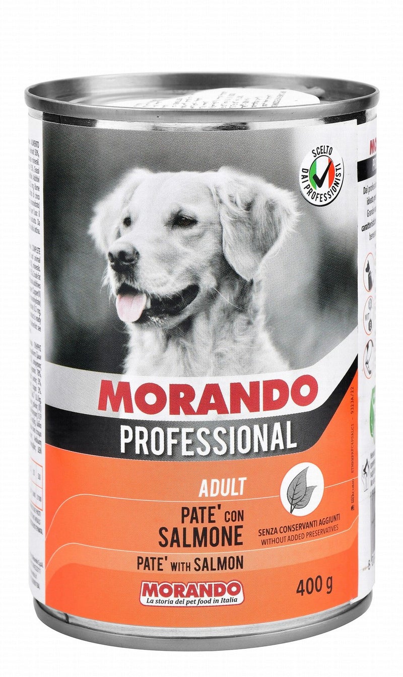 Morando pate with salmon flavor for adult dogs is rich in Omega-3, offering a delicious and nutritious meal. - Image 1
