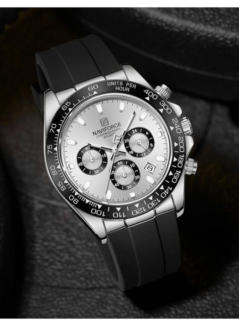 NAVIFORCE Men Chronograph Sports Silicon Strap Quartz Watch -NF8054 - Image 3