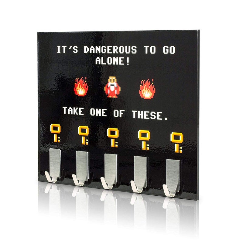 getDigital Dangerous to Go Alone Key Rack - Geeky Home and Office Decor Wall-Mounted Key Holder with 5 Metal Hooks - 21 x 16 cm - Image 1