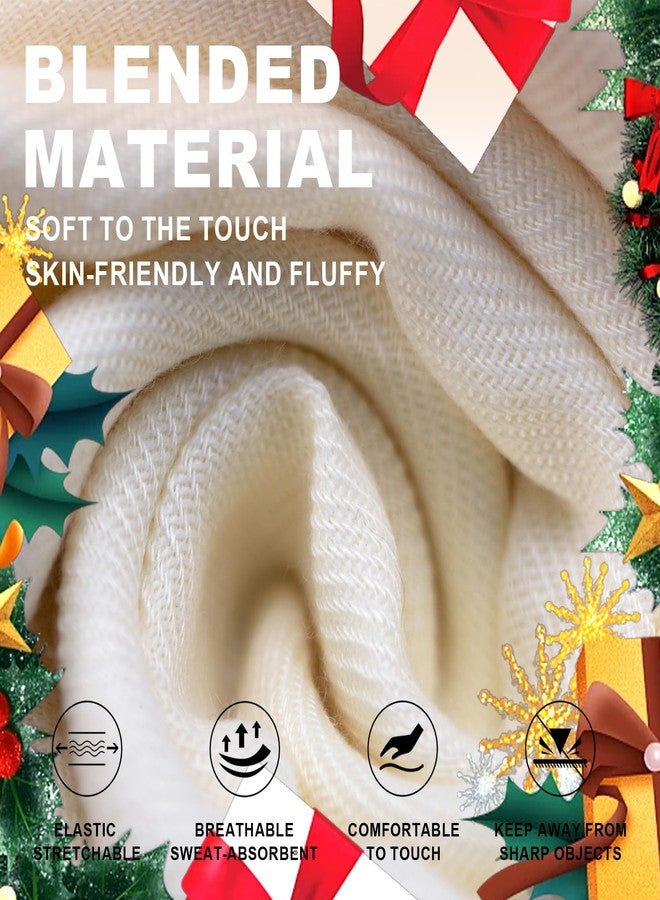 AUSTUFF 12pcs Christmas Knitted Scarves with Fringes Bulk Pashmina Shawls and Wrap Gift Set for Christmas Party Photo (White) - Image 4