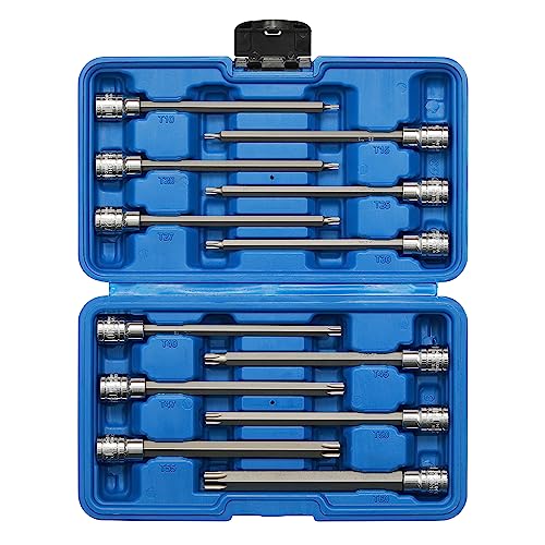 EMENTOL 12PCS 3/8" Drive Extra Long Torx Bit Socket Set, CR-V, S2 Steel, 5.9" Length Star Bit Socket Set, T10 - T60 - Image 1
