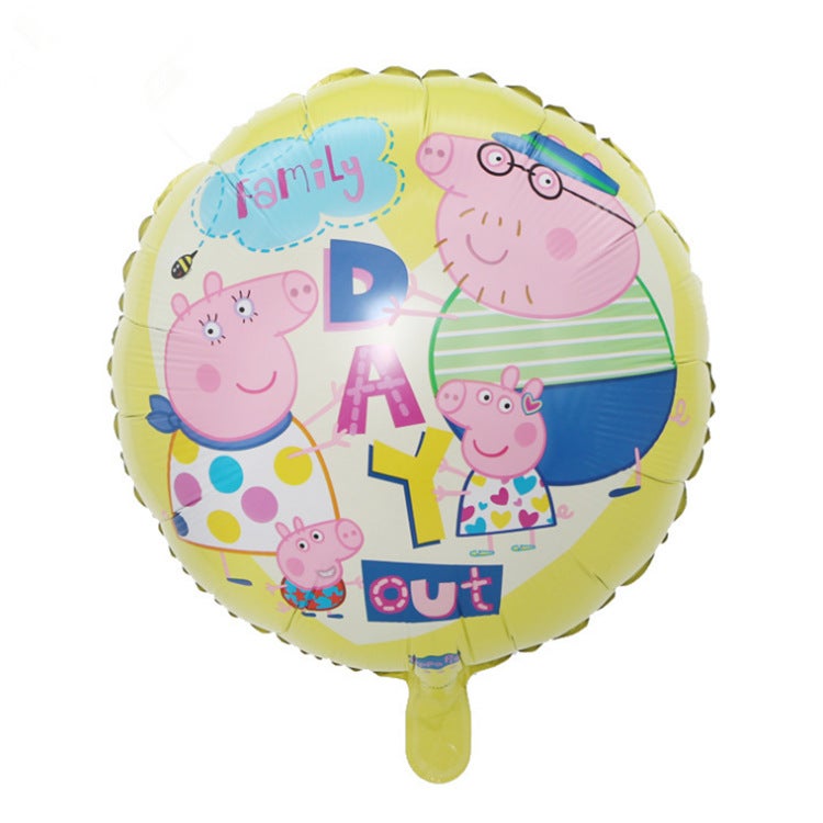 Cartoon Authorized Pepe Pig Aluminum Film Balloons For Boys And Girls Birthday Scene Background Wall Layout Cartoon Aluminum Film Balloons - Image 1