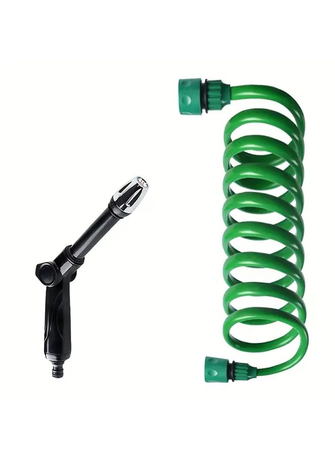 Expandable Garden Hose 1500cm Heavy Duty Rubber Car Wash Irrigation Tool Green Black - Image 1