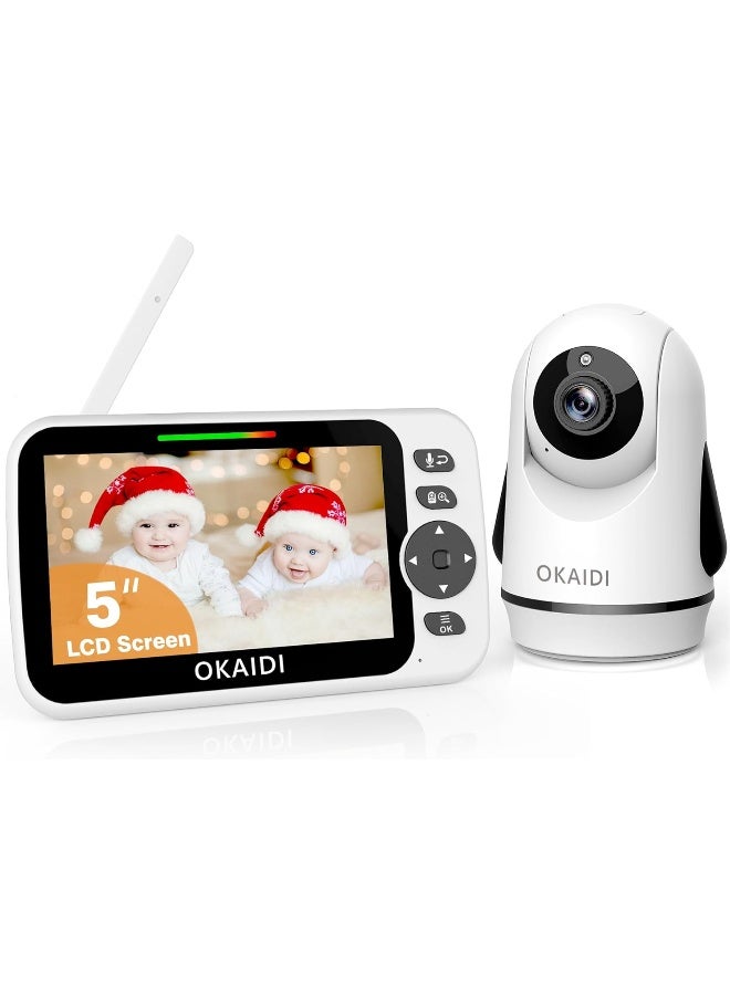 أوكايدي OKAIDI Video Baby Monitor with Camera and Audio, 5 Display Baby Monitor No WiFi, 30H Battery and 1000ft Range Baby Monitor, Remote Pan-Tilt-Zoom Baby Camera, Night Vision, 2-Way Talk, VOX, Temperature - Image 1