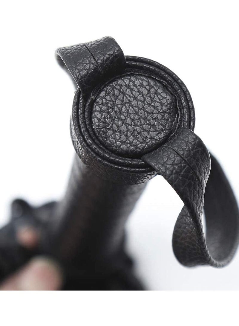 Soft Leather Riding Whip with Tassel - Ideal for Teaching, Training, and Short Television Props (Black) - Image 2