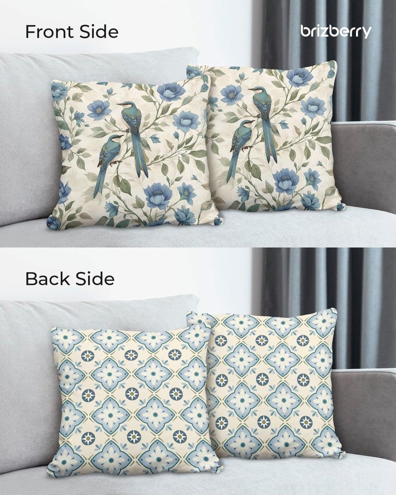 Brizberry® Designer Ethnic Decorative Soft Cotton Feel Premium Poly Cotton Throw Pillow Cushion Covers, Double Both, Set of 2 (Design 182, 16 x 16 Inch (Pack of 2)) - Image 2