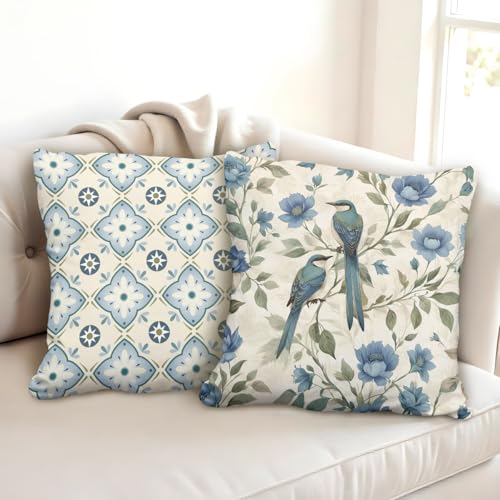 Brizberry® Designer Ethnic Decorative Soft Cotton Feel Premium Poly Cotton Throw Pillow Cushion Covers, Double Both, Set of 2 (Design 182, 16 x 16 Inch (Pack of 2)) - Image 1