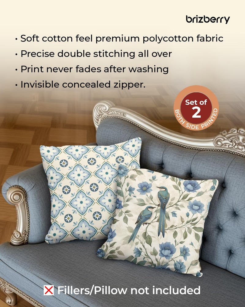Brizberry® Designer Ethnic Decorative Soft Cotton Feel Premium Poly Cotton Throw Pillow Cushion Covers, Double Both, Set of 2 (Design 182, 16 x 16 Inch (Pack of 2)) - Image 4