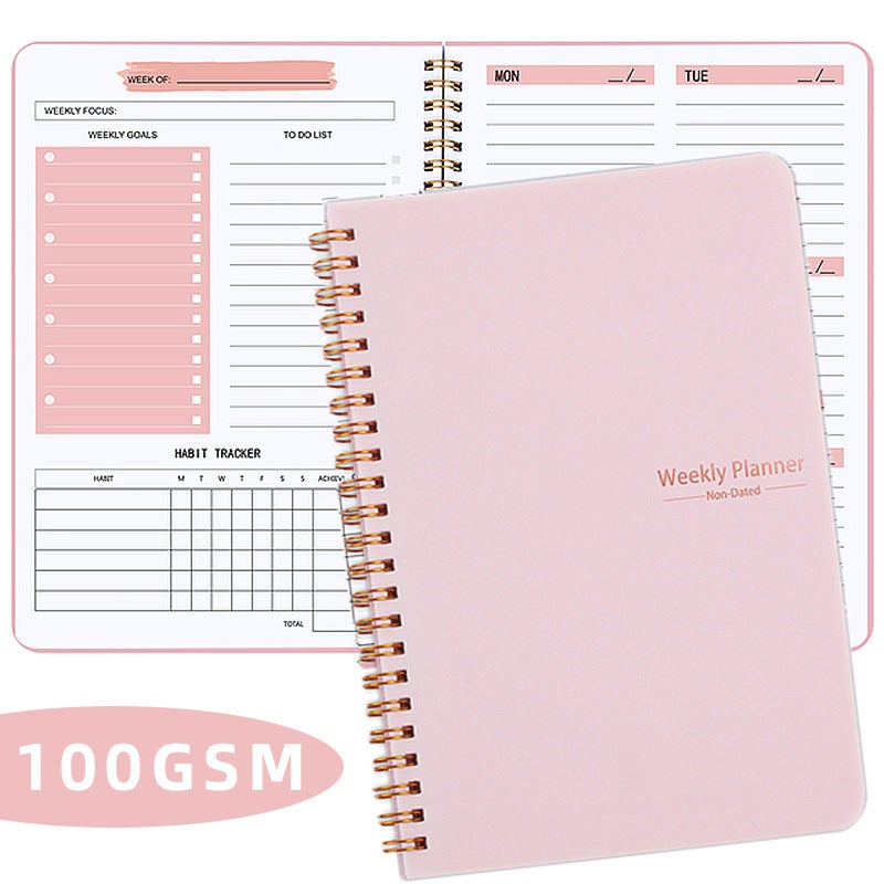 English Weekly Planner 52-Week Coil Notebook A5 