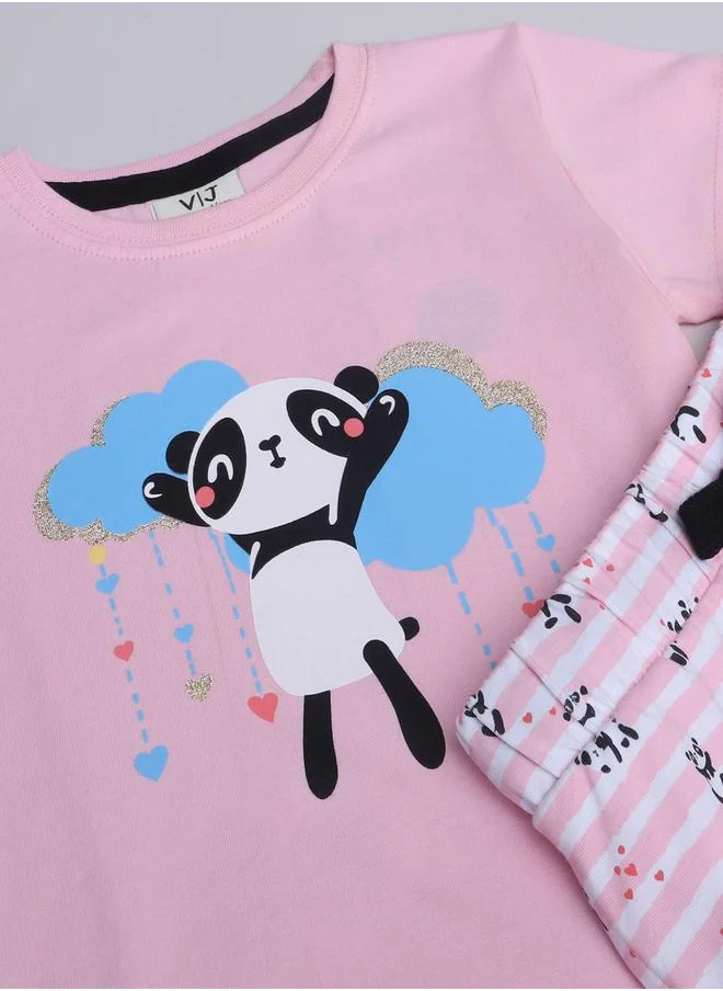 victor and jane Graphic Print T-Shirt and All-Over Printed Shorts Set
