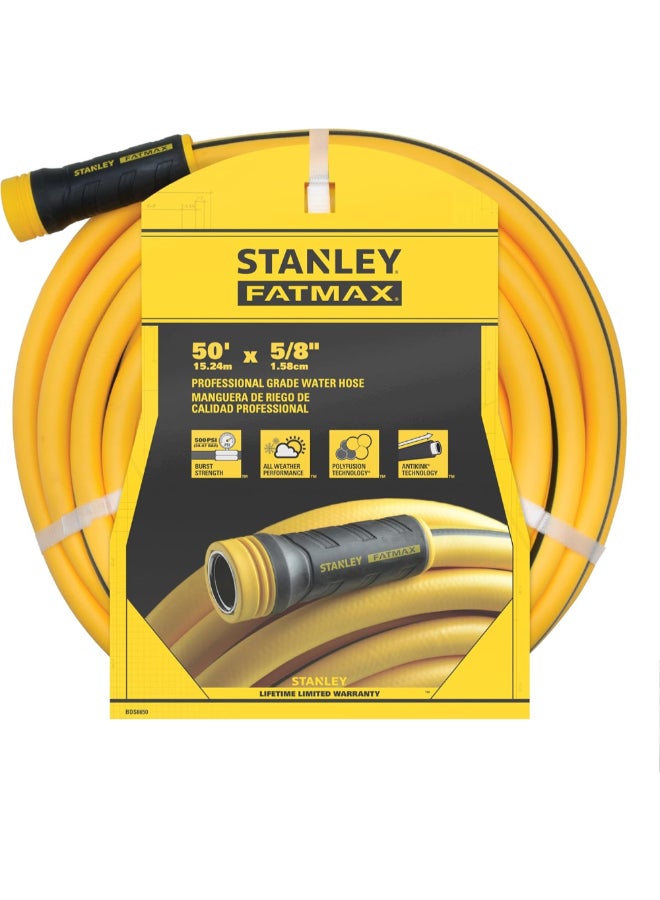 Stanley Fatmax Professional Grade Garden Water Hose Yellow and Black 5/8 Inch x 50 ft BDS6650 - Image 1