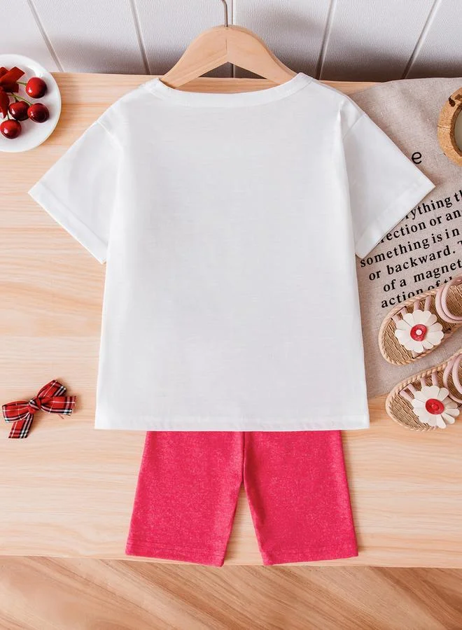 تايك تو طقم بيجاما من تيشيرت وشورت بطبعة فيونكة للبنات