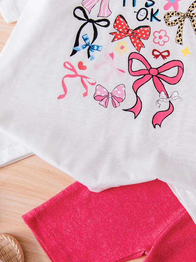 Take Two  Girls Bow Print T-Shirt And Shorts Pyjama Set for Women | Best Price UAE