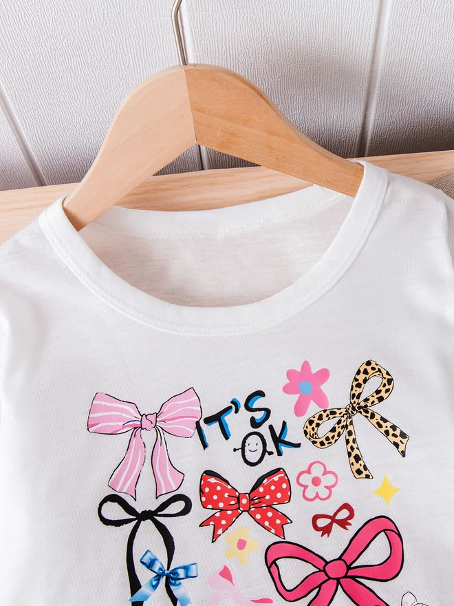 Take Two  Girls Bow Print T-Shirt And Shorts Pyjama Set for Women | Best Price UAE