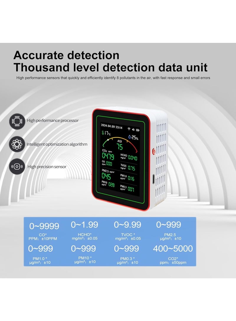 SOLARAE Air Quality Monitor, Real-Time Indoor Air Pollution Detector with CO2, PM2.5, TVOC & More, Portable Air Health Tester for Home & Office, Room Temperature and Humidity Meter, for Home & Office - Image 2