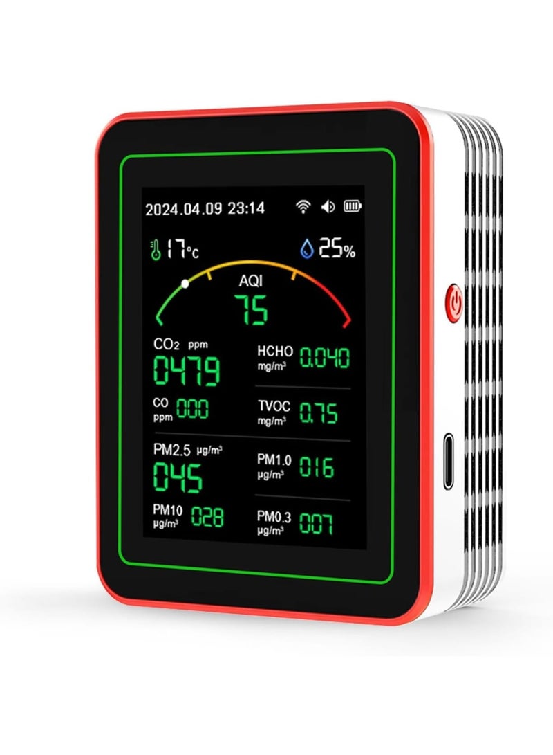 SOLARAE Air Quality Monitor, Real-Time Indoor Air Pollution Detector with CO2, PM2.5, TVOC & More, Portable Air Health Tester for Home & Office, Room Temperature and Humidity Meter, for Home & Office - Image 1