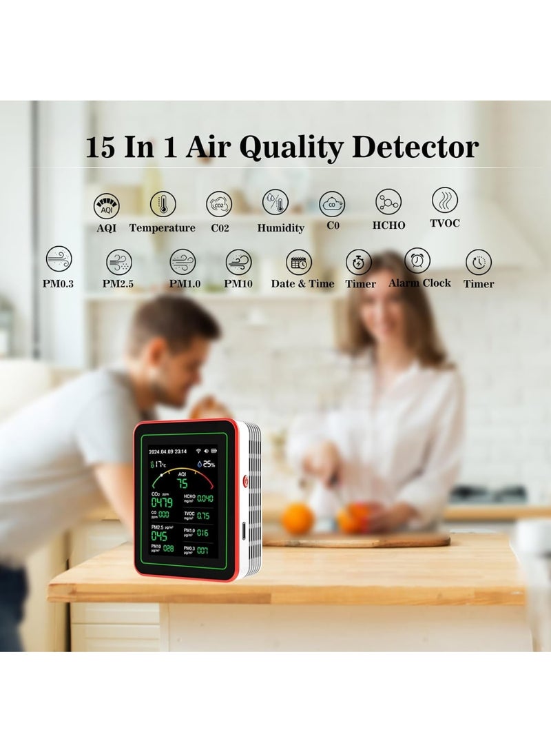 SOLARAE Air Quality Monitor, Real-Time Indoor Air Pollution Detector with CO2, PM2.5, TVOC & More, Portable Air Health Tester for Home & Office, Room Temperature and Humidity Meter, for Home & Office - Image 3