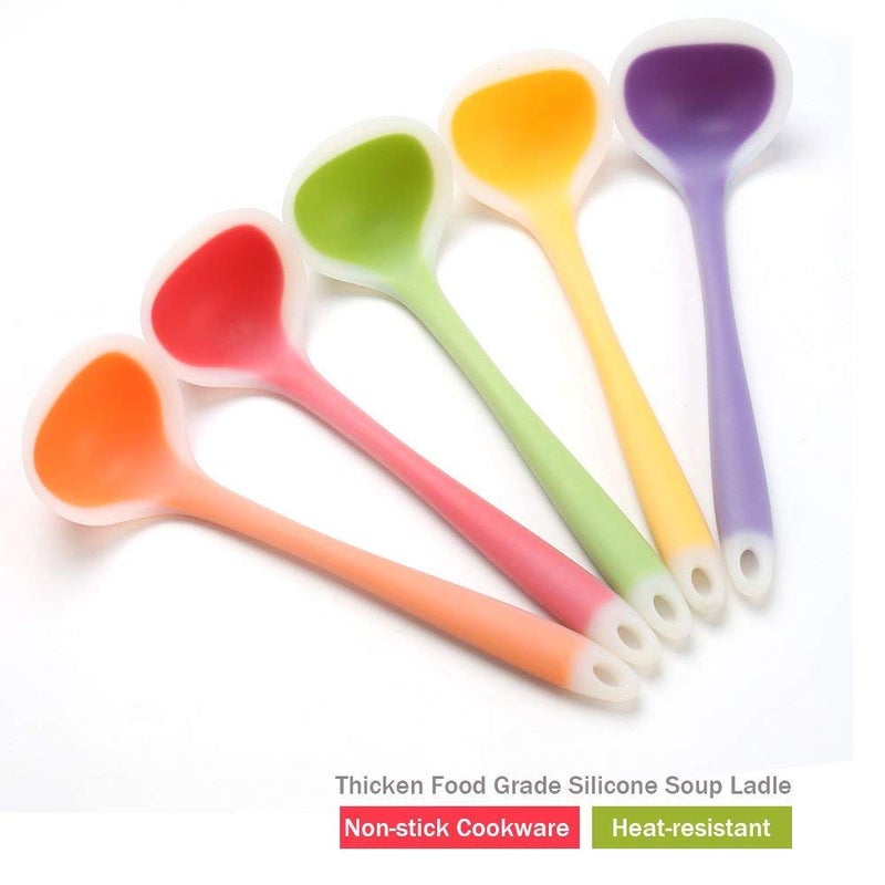 unique enterprise Unique Enterprise Silicone Ladle Spoon 20 cm Heat Resistant Soup Ladle Scoop Spatula with Hygienic Solid Coating FDA Grade Yellow  - Image 4