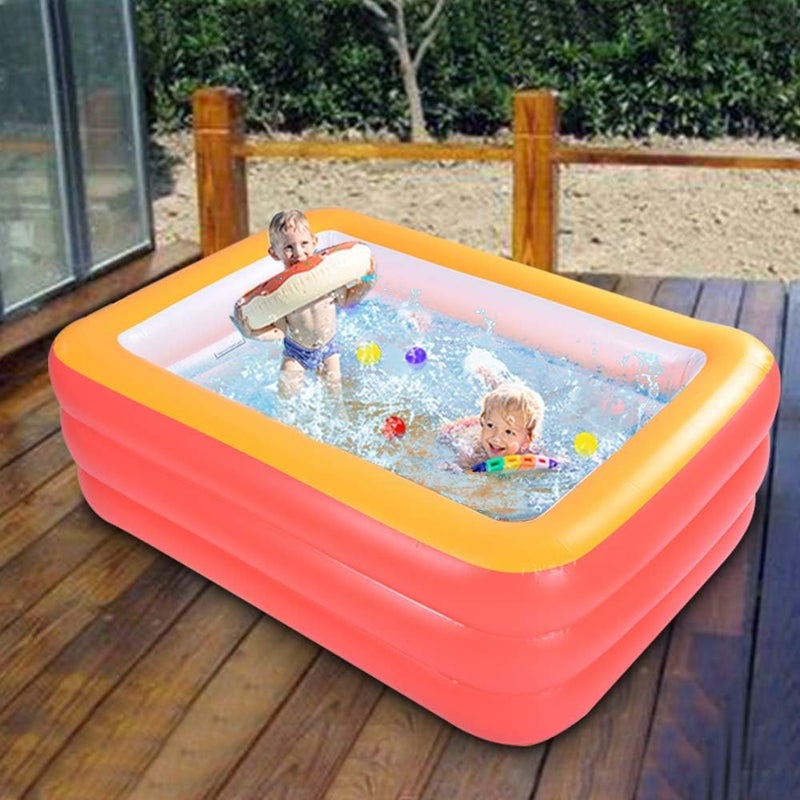XFlated Kiddie Pools, Inflatable Swimming Pool with Soft Floor, Durable 59 inches Swim Play Kids Pool for Garden or Backyard or Indoor (Orange) - Image 3