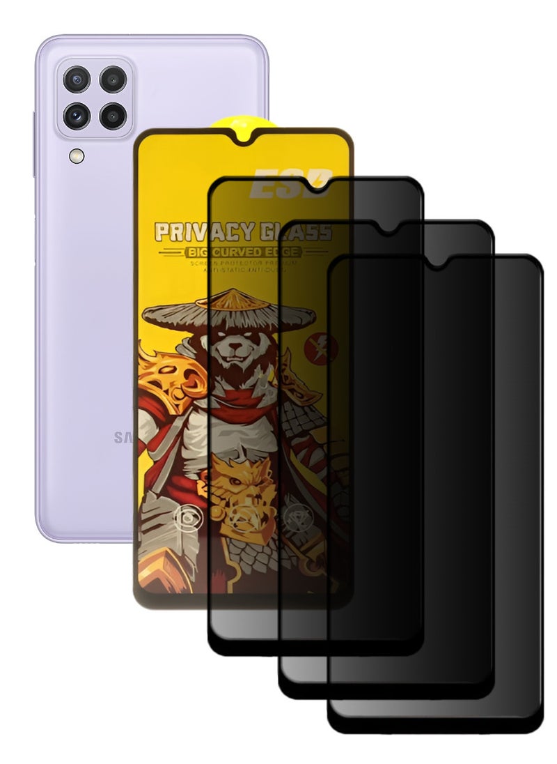 ESD 3 Pieces Tempered Dustproof Privacy Glass Screen Protector Compatible For Samsung Galaxy A22 4G - Image 1