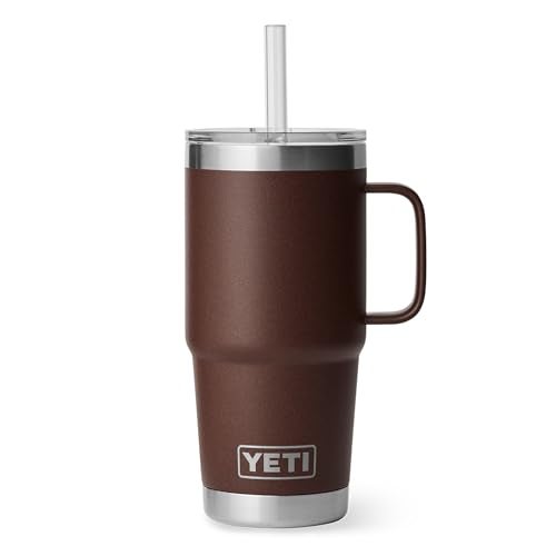 YETI Rambler 25 oz Tumbler with Handle and Straw Lid, Travel Mug Water Tumbler, Vacuum Insulated Cup with Handle, Stainless Steel, Wetlands Brown - Image 1