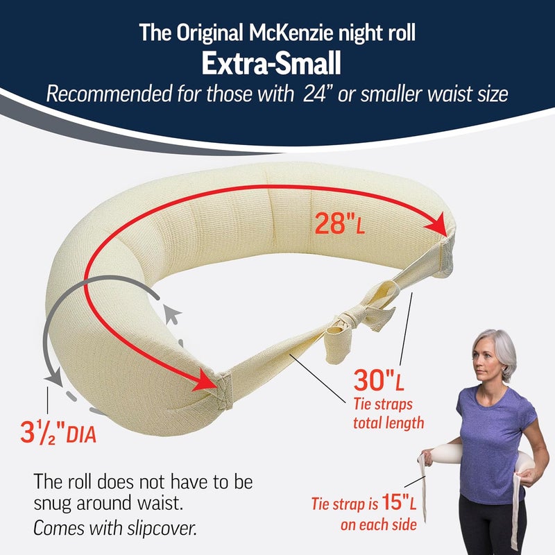 OPTP The Original McKenzie Night roll — Low Back Pillow for Sleeping and Round Back Support Pillow for Spine and Side Support — Size Extra-Small - Image 4
