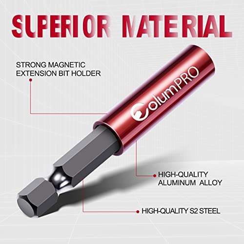 ColumPRO 10PCS 1/4" Strong Magnetic Extension Bit Holder,Hex Shank S2 Steel Magnetic,Screwdriver Extension,Quick-Change Hex Shank Set - Image 3