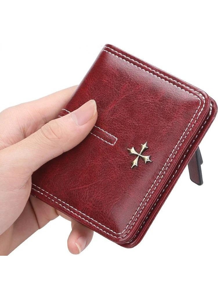 baellerry Minimalist RFID Protection Double Fold Leather Multi Card Wallet Men's Card Holder  - Image 1