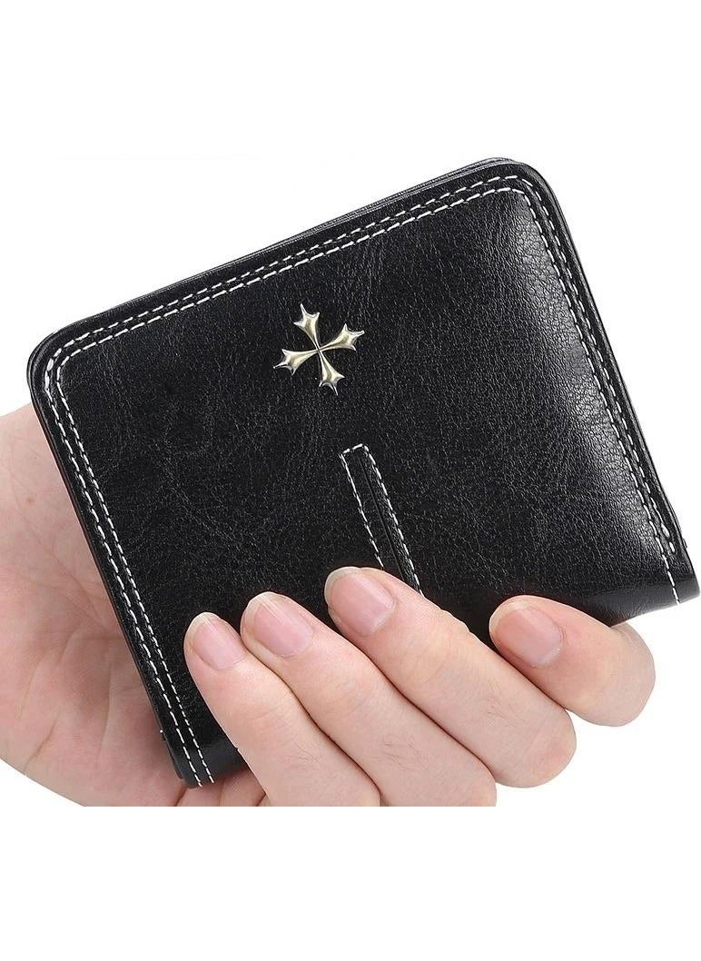 baellerry Minimalist RFID Protection Double Fold Leather Multi Card Wallet Men's Card Holder  - Image 5