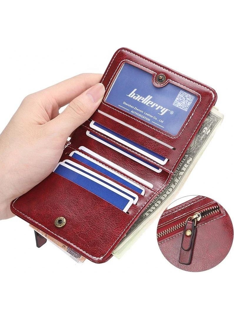 baellerry Minimalist RFID Protection Double Fold Leather Multi Card Wallet Men's Card Holder  - Image 3