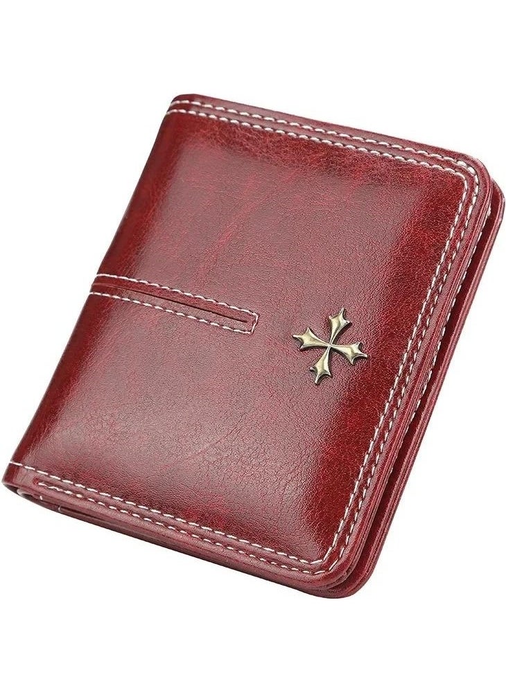 baellerry Minimalist RFID Protection Double Fold Leather Multi Card Wallet Men's Card Holder  - Image 2