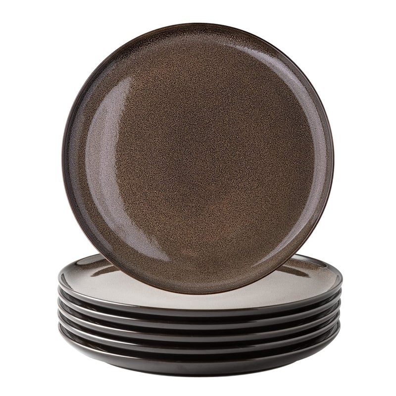 LERATIO Ceramic Dinner Plates Set of 6 105 Inch Reactive Glaze Porcelain Plates Modern Shape Dinnerware Dishes Set for KitchenMicrowaveDishwasherOven Safe Scratch ResistantChestnut