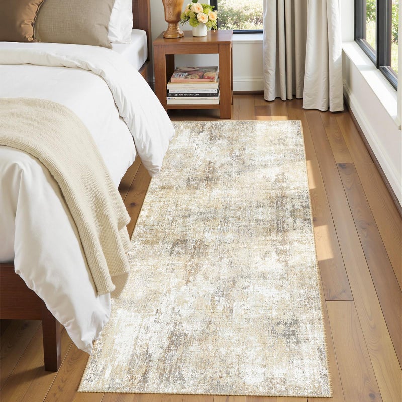 RELEANY Washable Area Rugs 2'x6' Non-Slip Modern Abstract Soft for Living Room Entryway Bedroom Nursery  Print Pattern  Neutral Brown Gray - Image 3