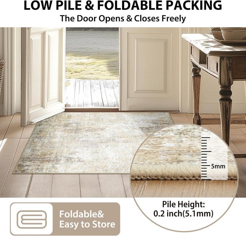RELEANY Washable Area Rugs 2'x6' Non-Slip Modern Abstract Soft for Living Room Entryway Bedroom Nursery  Print Pattern  Neutral Brown Gray - Image 5