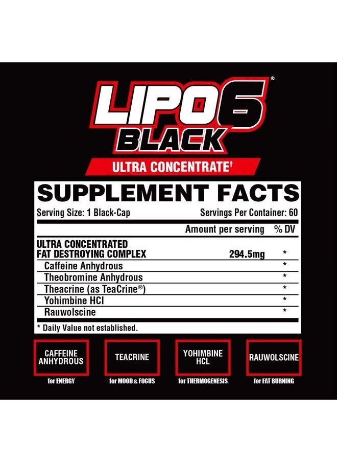 Nutrex Research - Lipo-6 Black Ultra Concentrate Thermogenic Fat Burner Supplement 120 Diet Pills - Image 1