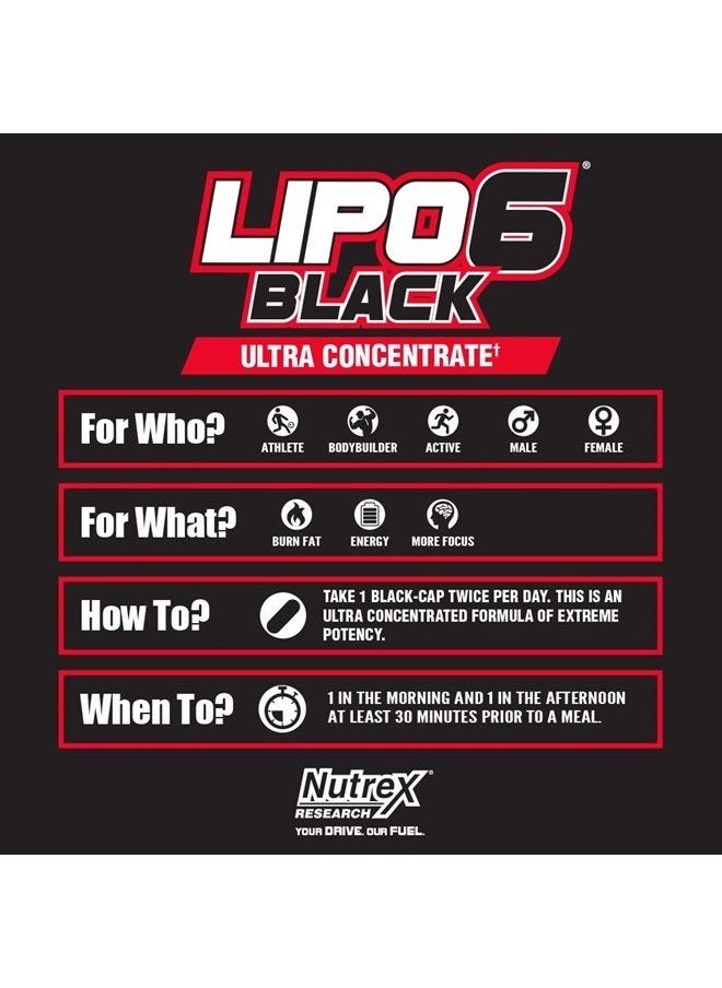 Nutrex Research - Lipo-6 Black Ultra Concentrate Thermogenic Fat Burner Supplement 120 Diet Pills - Image 1