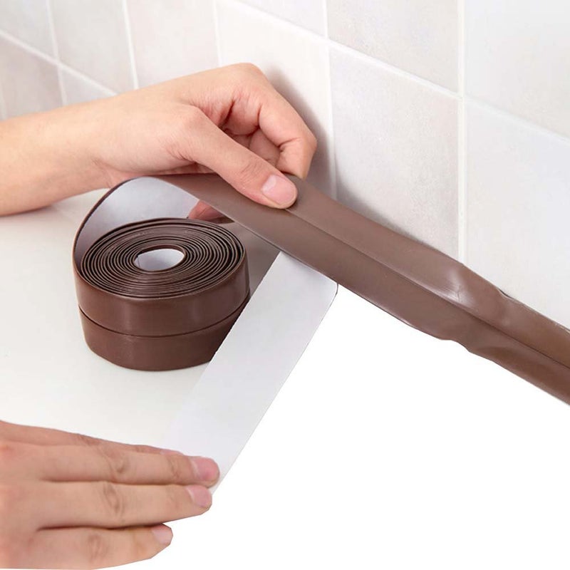 KaLaiXing Kitchen Caulk Bathroom Wall Sealing Waterproof Self-Adhesive Decorative Trim- Tape (Brown) JD02 - Image 2