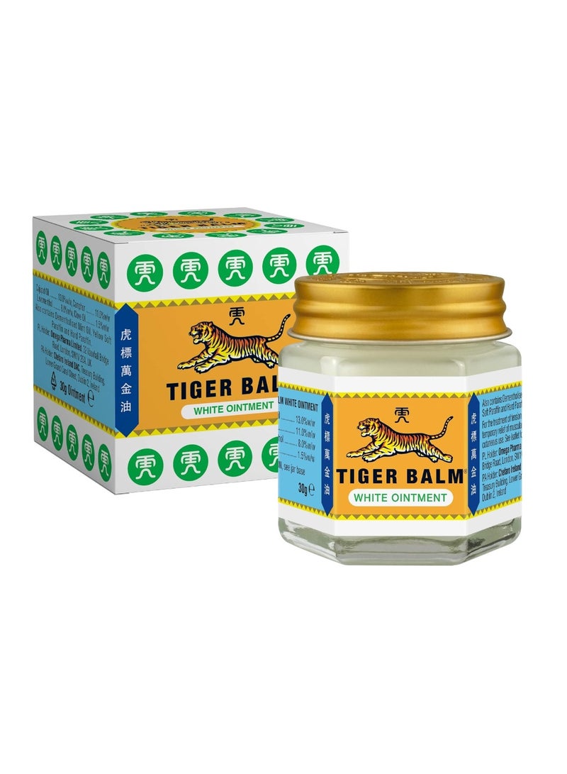 Tiger Balm White Ointment 30g – Camphor & Menthol for Headache, Nasal Congestion & Muscle Relief - Image 1
