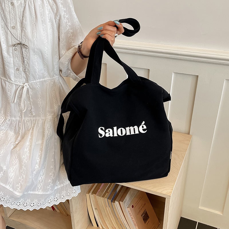 Canvas Tote Bag with Letter Print - Image 2
