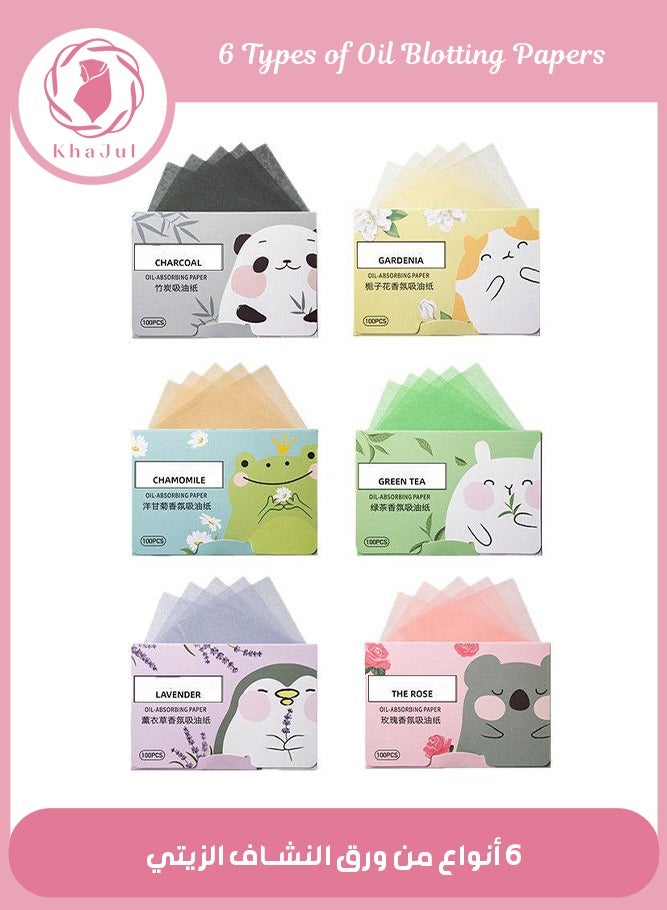 Loquat 6-Set Oil Absorbing Tissues Blotting Paper for Oily Facial Oil Blotting Paper Makeup Blotting Paper Face Oil Paper for Oily Face 600pieces - Image 1