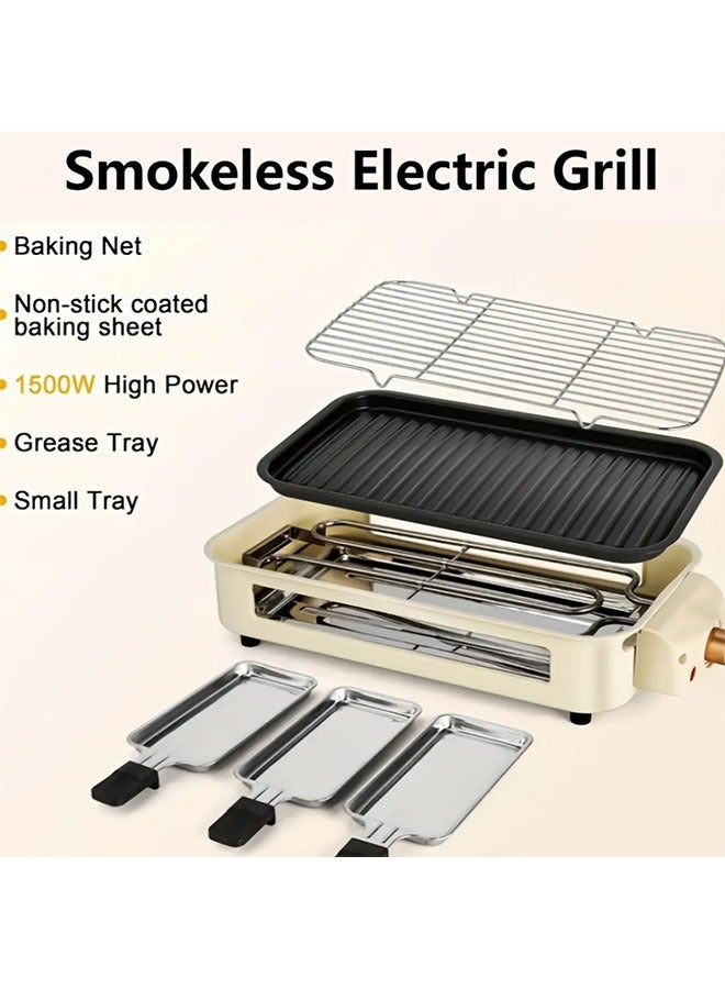 HOMESTAR Smokeless Electric Grill, Indoor Grill With Removable Non-Stick Plate, Indoor Grill, Kitchen Must Haves, 1500W, Portable BBQ Grill, Electric Griddle, Best Quality Items, Dishwasher Safe, Hot Pot, Cooking, Gifts, Gift Ideas - Image 2