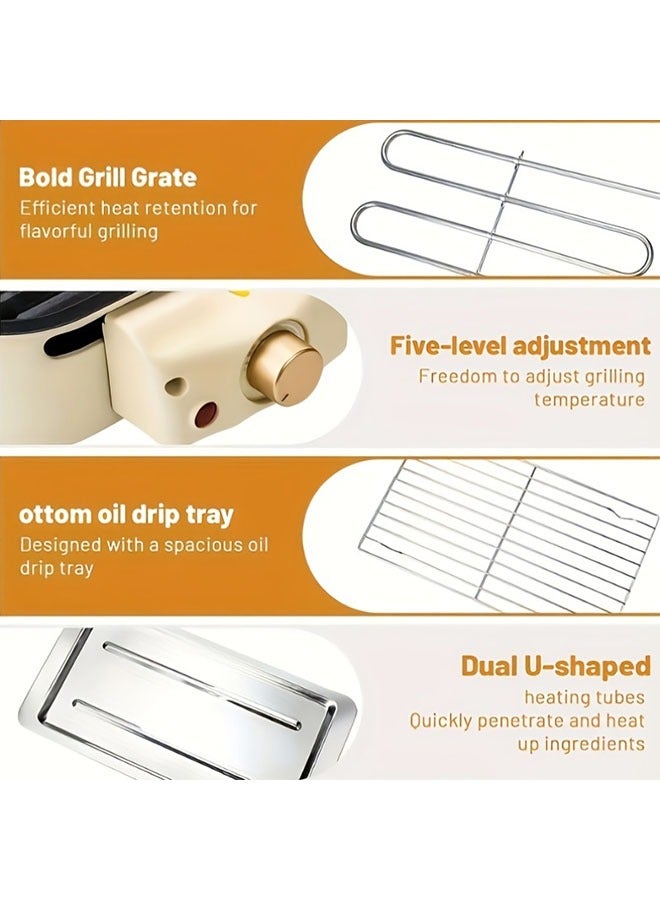 HOMESTAR Smokeless Electric Grill, Indoor Grill With Removable Non-Stick Plate, Indoor Grill, Kitchen Must Haves, 1500W, Portable BBQ Grill, Electric Griddle, Best Quality Items, Dishwasher Safe, Hot Pot, Cooking, Gifts, Gift Ideas - Image 4