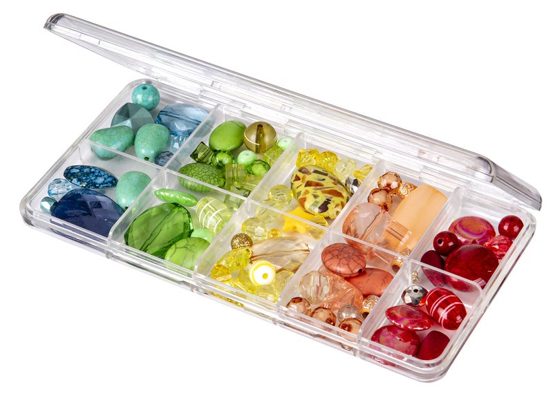 ArtBin 6907AB Slim Line 10 Compartment Small Art Craft Organizer 1 Plastic Storage Case Clear