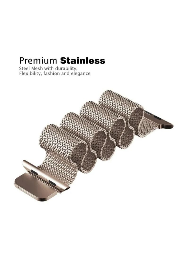 TWEGGON - Apple Watchband 46mm/45mm/44mm/49mm Milanese Apple Watch Strap for Apple Watch All Series Gold - Image 1