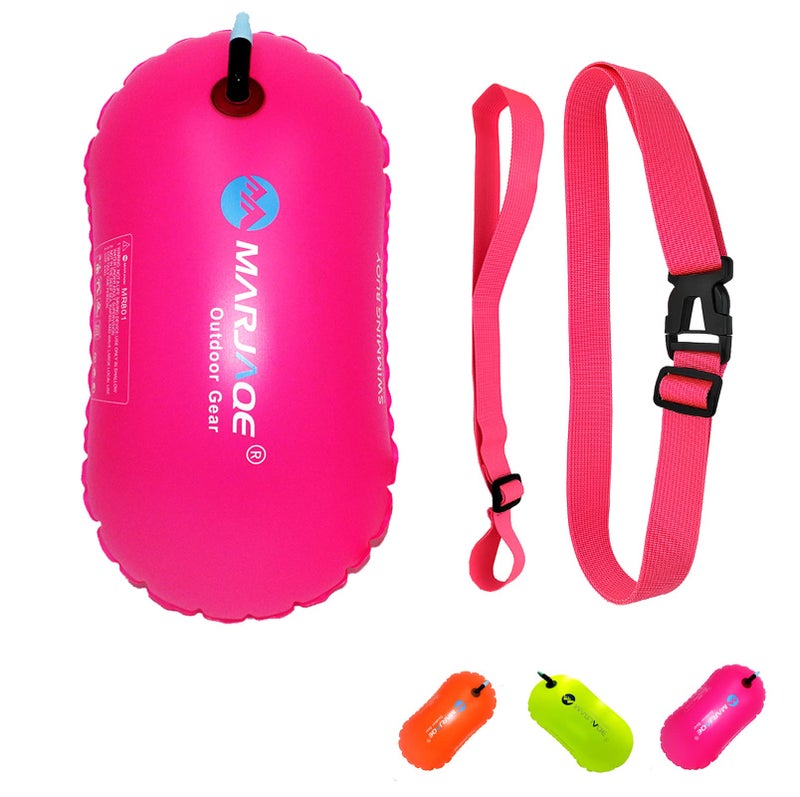 MARJAQE Swim Buoy for Open Water Swimmers Triathletes Kayakers Snorkelers, Swim Float for Open Water Swim Buoy Float for Swim Safety Swim Training (Red) - Image 1