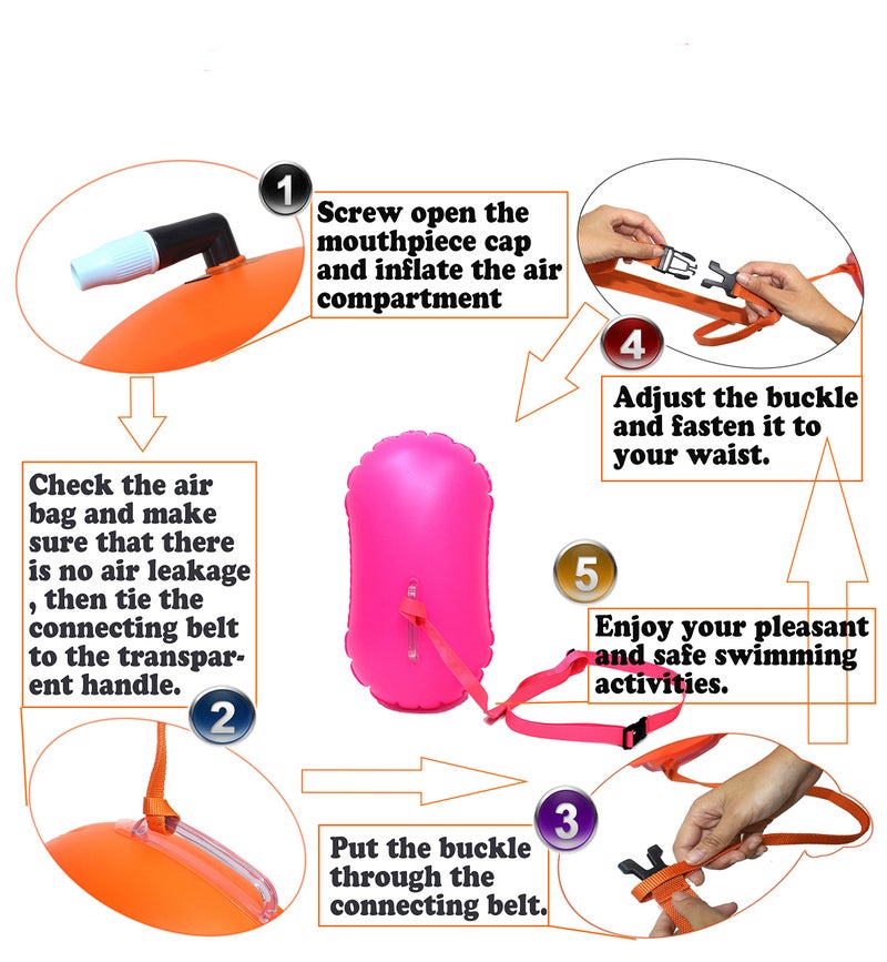 MARJAQE Swim Buoy for Open Water Swimmers Triathletes Kayakers Snorkelers, Swim Float for Open Water Swim Buoy Float for Swim Safety Swim Training (Red) - Image 5