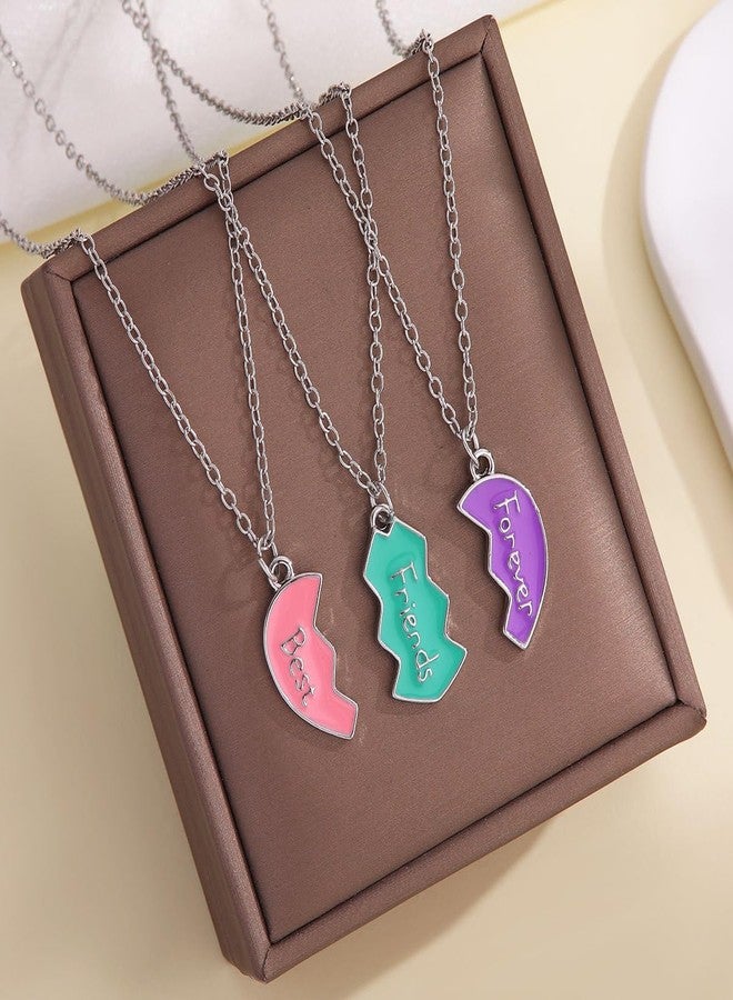 POYAMUSE Colorful Pendant Necklace Set, BFF Necklaces for 3, Friendship Necklace Set for Best Friends (BFF) - Image 3