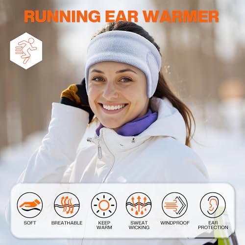 Sukeen Running Ear Warmers for Women, Double-Layer Fleece Ear Warmer Headband, Moisture Wicking Non-Slip Winter Running Headband, Elastic Winter Headbands for Cycling Hiking Skiing Jogging, Purple - Image 4