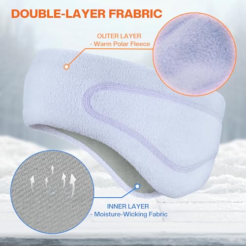 Sukeen Running Ear Warmers for Women, Double-Layer Fleece Ear Warmer Headband, Moisture Wicking Non-Slip Winter Running Headband, Elastic Winter Headbands for Cycling Hiking Skiing Jogging, Purple - Image 2